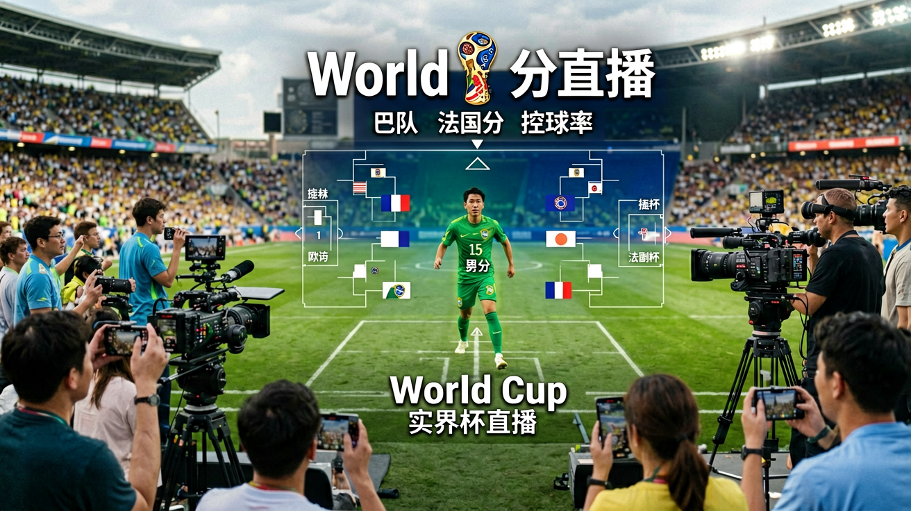 World Cup 实时比分直播画面、比分弹窗、控球率图表等场景